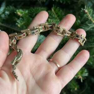 Elegant Patricia Locke Gold Tone Multicolor Crystals Bracelet